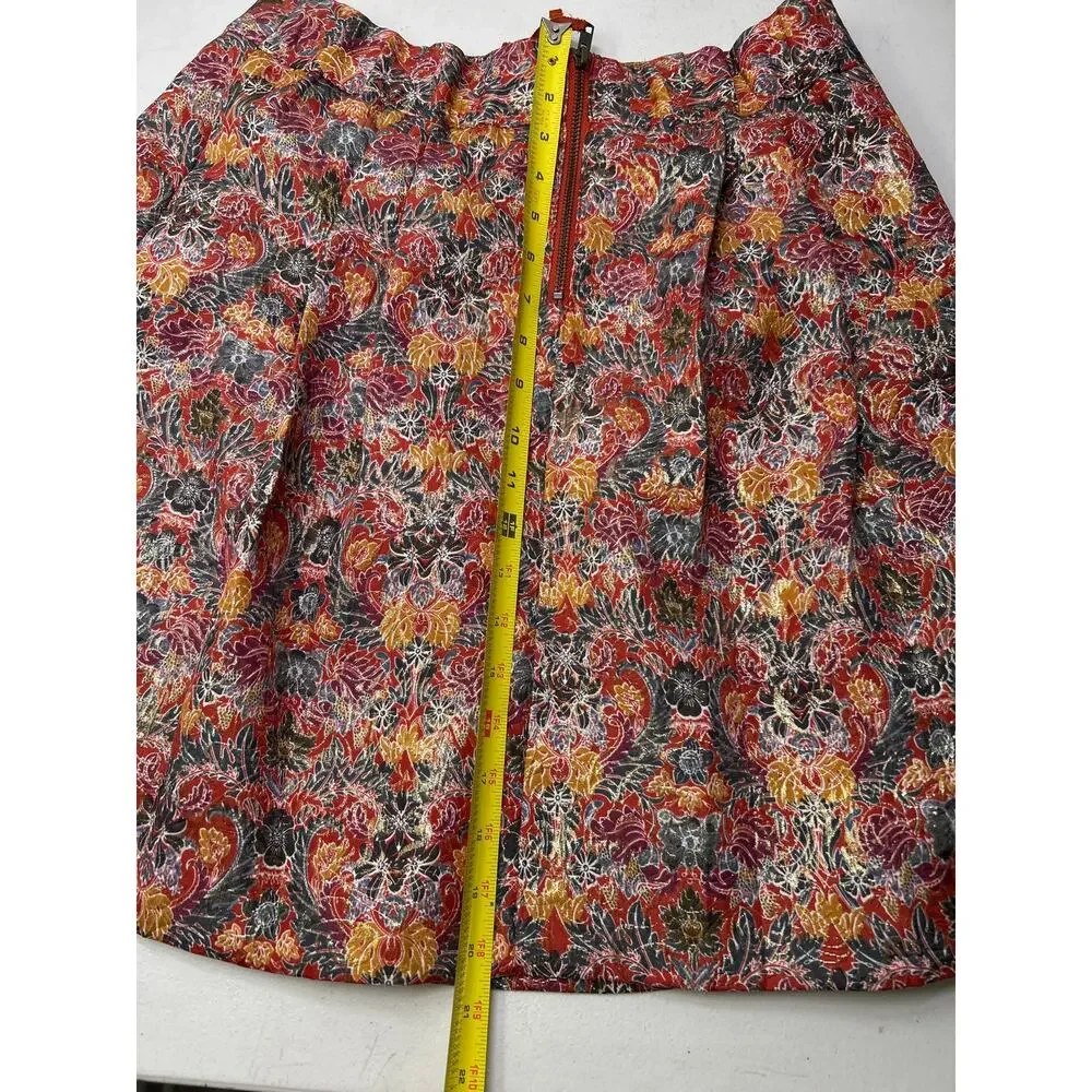 Maeve by Anthropologie Rosia Brocade Floral Pleated Short Skirt Size M.